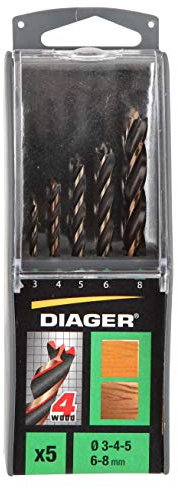 Diager, Coffret 5 Forets Bois 4 Pointes Ø3-4-5-6-8Mm