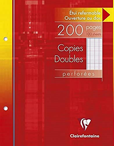 Clairefontaine 4411C - Packung mit 5 Mappen à 100 Klausurbögen 17x22 französische Lineatur, 90g, 2-fach gelocht, ideal für Ringbücher, 1 Pack