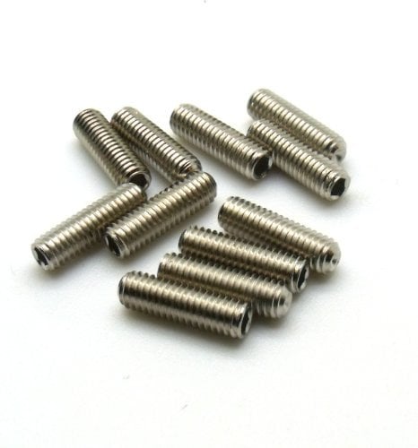 Set of 12 grub screws for guitar saddle height adjustment in chrome