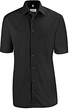 GREIFF Größe 43/44 Corporate Wear Basic Herren Hemd Regular Fit Halbarm Schwarz Modell 6666
