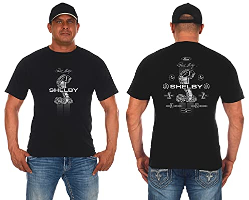 JH Design Herren Shelby Cobra T-Shirt mit Rundhalsausschnitt, kurzärmelig, 2 Farben, Shelby-schwarz, Mittel