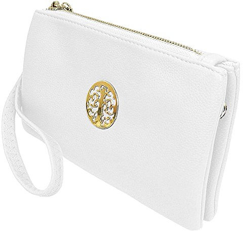Women's Long & Son Small Clutch, Wristlet, Shoulder ,Cross-Body Bags 3141 (White)