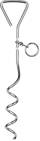 Bunty 16 Tie Out Dog Stake - Spiral Screw in Ground Anchor, Ideal Camping Accessories, Dog Leash and Dog Accessories | 360 Degree Swivel, Steel Alloy Construction, All Breeds