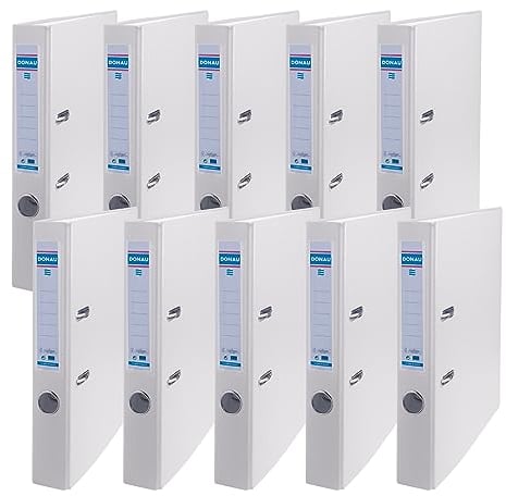 DONAU Master Ordner Schmal 10er Pack FSC/DIN A4 / 5 cm / 10 Stück/Weiße/Kunststoffbezug PP/Carton Papier Schlitzordner Büroordner Aktenordner Ringordner/Grünen Punkt