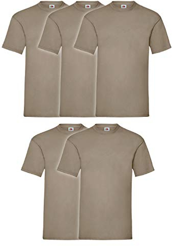 Fruit of the Loom Valueweight Lot de 5 T-Shirts pour Homme, kaki, L