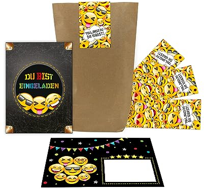12 Einladungskarten zum Kindergeburtstag Mädchen Jungen Jungs/Einladungen zum Geburtstag incl. 12 Umschläge, 12 Tüten/natur, 12 Aufkleber