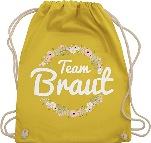 Turnbeutel Rucksack - JGA Junggesellenabschied Frauen - Team Braut Blumenkranz - Bride Crew - Unisize - Gelb - utensilien junggesellinnenabschied jungesellinnenabschied beutel brautparty bridemaids