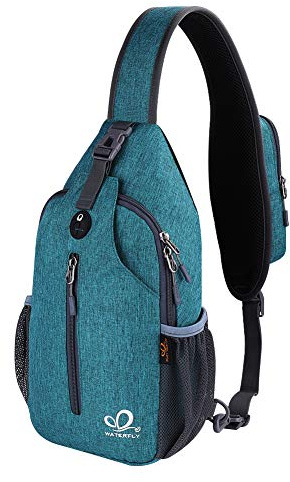 WATERFLY Crossbody Sling Backpack Sling Bag Travel Hiking Chest Bags Daypack (Teal blue)