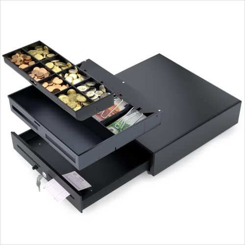 ACROPAQ Kassenschublade - Öffnung manuell mit Druckknopf, Kassenlade 41 x 41 cm, Unterbau geeignet - Kasse, Cash Register, Bargeldkasse - Schwarz