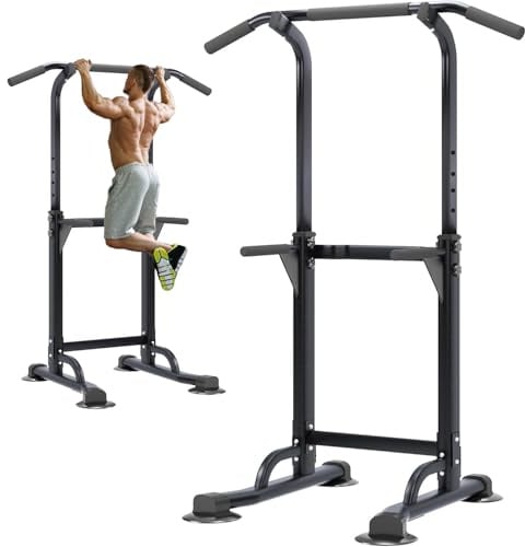 soges Power Tower Pull Up & Dip Station Multifunktions-Krafttraining Zuhause Fitness Workout Station Höhenverstellbar PSBB005-N