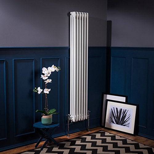 Warmehaus - Radiador vertical tradicional de hierro fundido blanco de triple columna, 1500 x 290 mm