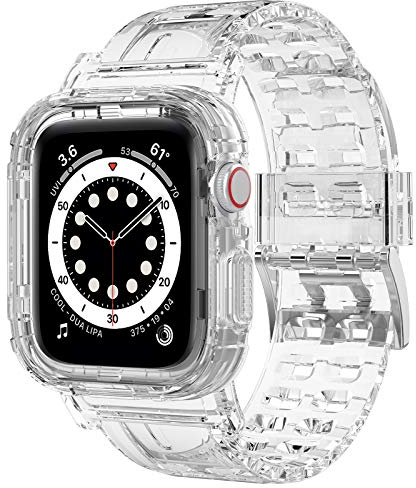 iMangoo Compatible con Apple Watch Correa 38mm 40mm, Transparente Antigolpes Resistente Correa de Reemplazo Deportiva de TPU Suave Compatible con Apple Watch Series SE/6/5/4/3/2 38mm 40mm - Claro