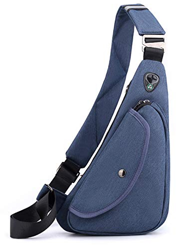 FANDARE Ultraleicht Brusttasche Herren Sling Bag Umhängetaschen Schultertasche Sporttasche Crossbody Bag für Freien Reisen Wandern Hiking Joggen Crosscover Daypacks Blau