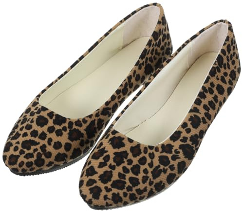 Holibanna Leopard Print Flat Heel Pointed Shoes for Women - Slip-on Ballet Flats with Soft Suede Comfort Versatile for Work and Casual Outings