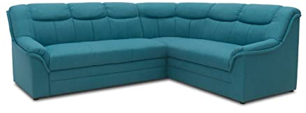 DOMO. collection Ecksofa Berlin, zeitlose Eckcouch mit Schlaffunktion und Federkern-Polsterung, Sofa in L-Form, Couch, 205 x 250 x 89 cm, petrol