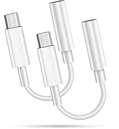 Jsdoin Lot de 2 Adaptateur USB C vers Jack Auxiliaire 3,5 mm, Compatible avec OnePlus 6T/Huawei P30 Pro/Mate 20 Pro/Samsung Galaxy/Xiaomi et Plus, Compatible avec Tous Les Types C, Blanc