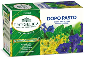 L'Angelica, Tisana Funzionale Dopo Pasto Digestiva, a Base di Genziana, Finocchio e Menta, Senza Lattosio, Vegan, 10 Confezioni da 20 Filtri Ciascuna
