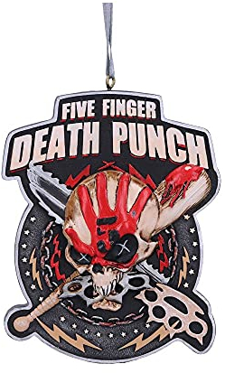Nemesis Now Five Finger Death Punch Hanging Xmas Decoration 9.5cm, Resin Red, Officially Licensed Five Finger Death Punch Christmas Decoration, Cast in Resin, Expertly Handbemalt