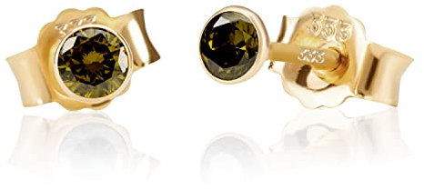 NKlaus Paar 3,0mm 333 Gelb Gold 8 Karat Ohrstecker Kristall Zirkonia Peridot Butterfly Verschluss Damen Mädchen 3353