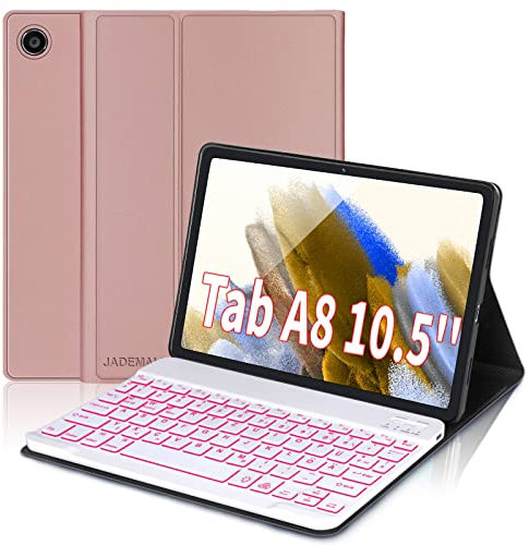 JADEMALL Samsung Tablet a8 Tastatur Hülle - für Samsung Galaxy Tab A8 10.5 Zoll 2021, Magnetische QWERTZ Deutsch Kabellose Bluetooth Tastatur Tablet Hülle Kompatibel mit Galaxy Tab A8, Roségold