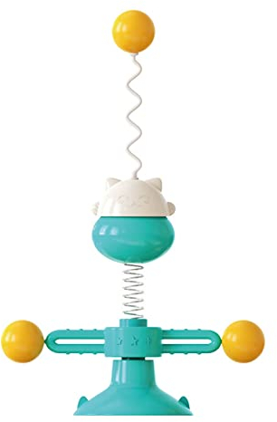 Sytaun Cat Turntable Toy Stable Base Interactive Turntable Playing Toy Cat Playing Turntable Ball Toy for Kitty Blue