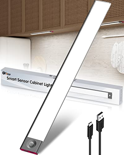 Küchen LED Unterbauleuchte mit Bewegungsmelder und Akku, Kaltweiß 3600mAh 40cm Dimmbar Schrankbeleuchtung mit Sensor USB Aufladbar Unterschrankleuchte Kabellos Lichtleiste Magnetisch Schrankleuchte