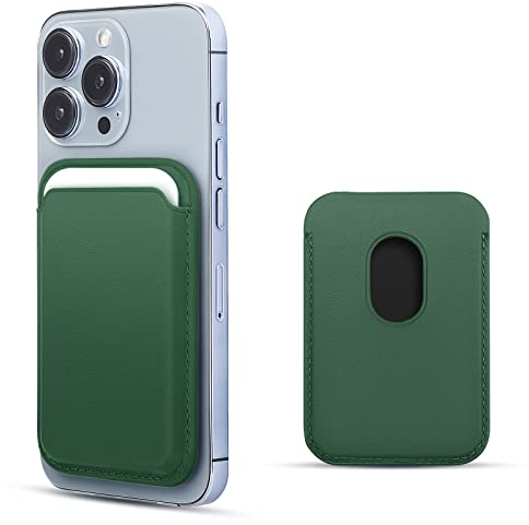 WALLFID Magsafe Wallet Leather Compatible with iPhone 15/14/13/12 Pro/Max/Plus/Mini/,Card Holder with RFID and Mag-Safe Magnet (Sequoia Green)