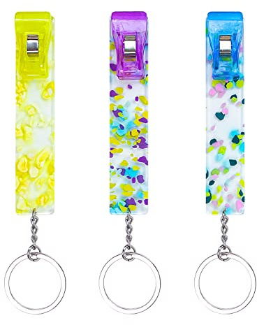 ZYTONGMAO Lot de 3 extracteurs de cartes de crédit, joli porte-cartes bancaires pour ongles longs avec clip en plastique pour femme
