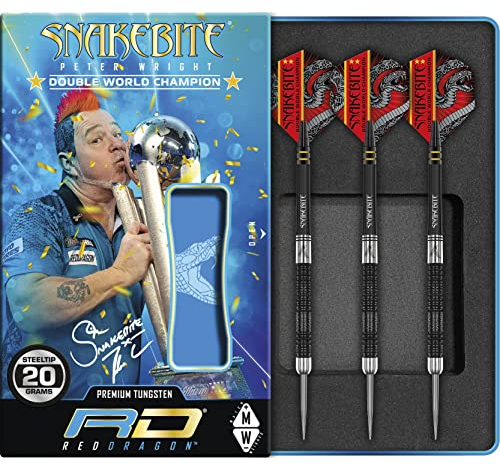 RED DRAGON Peter Wright Snakebite DWC Special Edition 20 Gramm Profi Wolfram-Dartset mit Flights und Schäften