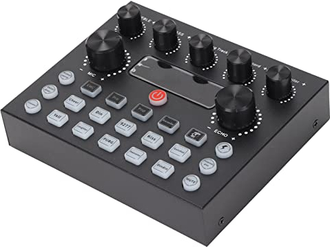 Audio Mixer, Line Mixer, Audio Interface mit DJ Mixer, Sound Mixer, Zweikanalige Plug and Play USB Live Soundkarte für Live Streaming, PC, und Gaming