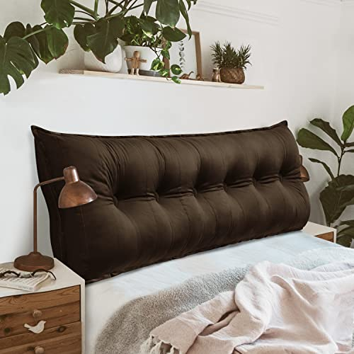 Johnear Rückenkissen für Sofa Rückenlehne Bett Lesekissen, Samt Bücherkissen Großes Lendenkissen Kopfteil Bett Kopfkissen Wandkissen Beinkissen (Braun,180x8x50cm)