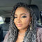 Faux Goddess Locs Lot de 6 extensions de cheveux synthétiques doux pré-bouclés avec extrémités bouclées pour femme Gris ombré 25,4 cm