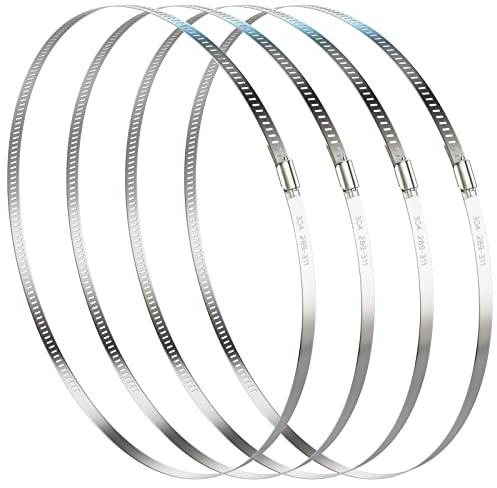 NEBURORA 289–311 mm große Schlauchschelle, 4 Stück 304 Einstellbare Edelstahl Schlauch Clip Schneckenantrieb, Schlauchschellen für Trockner, Entlüftungsluftkanal, Automobil-Tubing