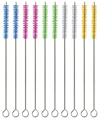 10pcs Brosse de Nettoyage de Paille colorée, Brosse de Tube à essai, Brosse de Nettoyage de Brosse de détail, Brosse de biberon, pour Nettoyer Les biberons, Les tétines, Les cafetières, etc. (20cm)