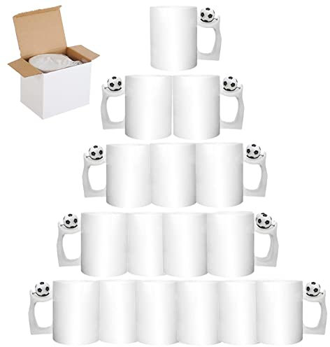 shine planet 18 x Football Sublimation Mugs Blank 11oz White Sublimation Coffee Mugs Sublimation Cups with Gift Boxes