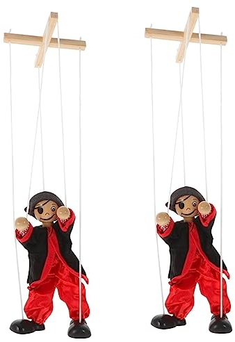 Toyvian 2 Stück Schnur Marionette Puppen Für Clown-Puppe Spielzeuge Interaktives Spielzeug Puppenspiel Spielzeug Handpuppe Holzpuppe Zubehör Für Puppenspiele Eltern-Kind Stoff Pirat Baby