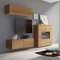 Lomadox Wohnwand Anbauwand Eiche Nb. 3-teilig Modern, mit 1 TV-Lowboard, 1 Hängeschrank, 1 Highboard