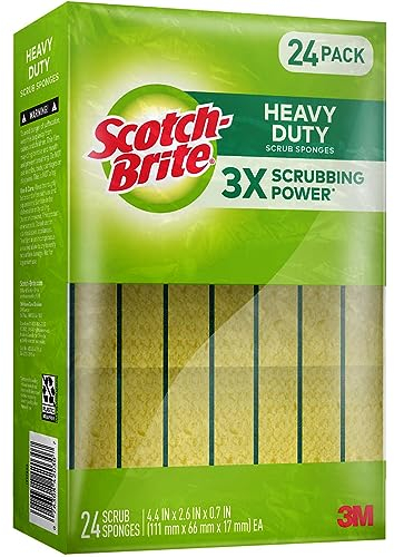 Scotch-Brite Scrub Sponges, Heavy Duty, Yellow, 24 Count