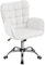 Yaheetech Faux Leather Office Chair Ergonomic Makeup Chair Modern Mid-back Vanity Chair w/Wide Seat, Padded Armrests for Living Room, Bedroom White