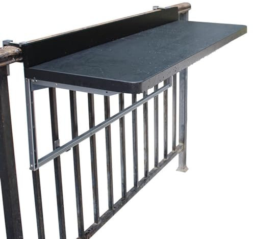 Der Balkon-Hängetisch, Geländer-Aufhängungs-Klapptisch aus Metall-Aluminium-Legierung, Wand-Hängetisch for die Hausbar, Freizeittisch, Stufe 5 höhenverstellbar ( Color : Black , Size : 39*80*3cm )