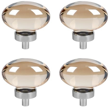 TopHomer Dekorklare runde Kristallknöpfe, 4Stück 45 mm künstliche Kristall-Kabinett-Außenknöpfe, Glastürgriffe, Runde Möbelknöpfe für Schrank, Glas, Schiebetür, Schublade, klare Kristallgriffe (D)