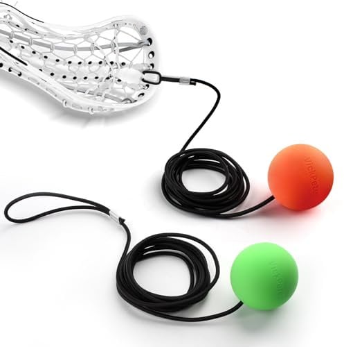 vickpeter Tragbarer Lacrosse-Rebounder für alle Stöcke, 2 leuchtende Lacrosse-Bälle mit elastischen Seilen, leuchtet im Dunkeln, professioneller Lacrosse-Trainer, perfektes Lacrosse-Geschenk für