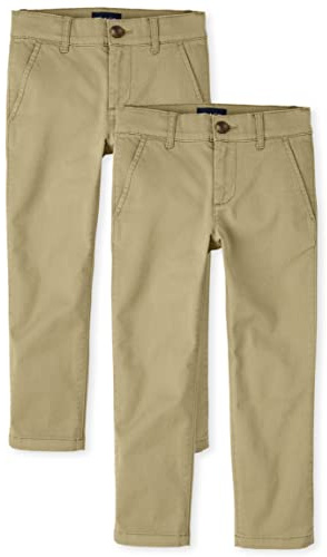 The Children's Place,Boys,Stretch Skinny Chino Pants,Flax 2-Pack,7,Slim