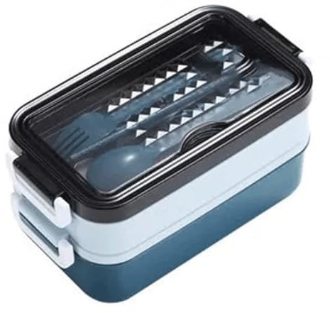 ART LUNIC Doppelschichtige, isolierte Lunchbox, Schüssel aus lebensmittelechtem Edelstahl 304, Lunchbox aus Kunststoff, Mikrowellengeschirr