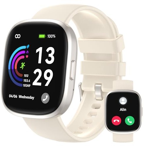 anyloop Smartwatch Donna Uomo con Effettua/Risposta Chiamate, 1.83 Orologio Smartwatch,IP68 Impermeabil Fitness Tracker con Contapassi/Sonno/Cardiofrequenzimetro Smart Watch Android iOS Bianco