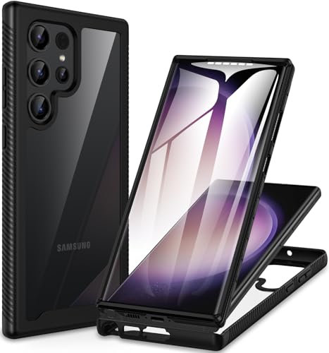 CENHUFO für Samsung Galaxy S23 Ultra 5G Hülle, 360 Grad Schutzhülle mit eingebautem Displayschutz Robust Stoßfest Panzerhülle Bumper Cover Case Handyhülle für Samsung Galaxy S23 Ultra 5G -Schwarz