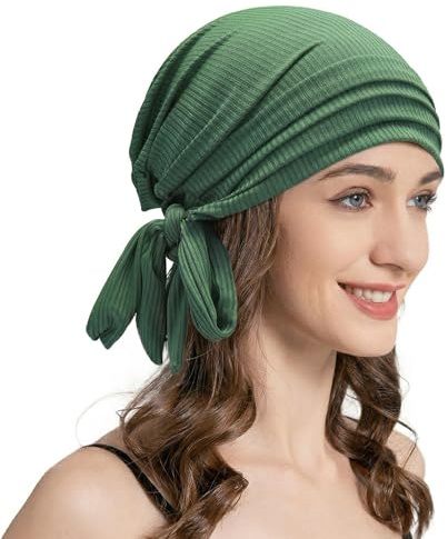 ZLYC Damen Chemo Kopfbedeckung Sommer Headwraps Beanie Stretch Headwraps | Design mit gestreiften Riemen