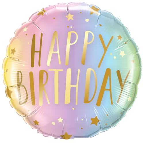 Party Austria Folienballon Geburtstagsballon Happy Birthday runder Geburtstag bunter Luftballon bunt/rot/pastell (Rainbow pastell 45cm)