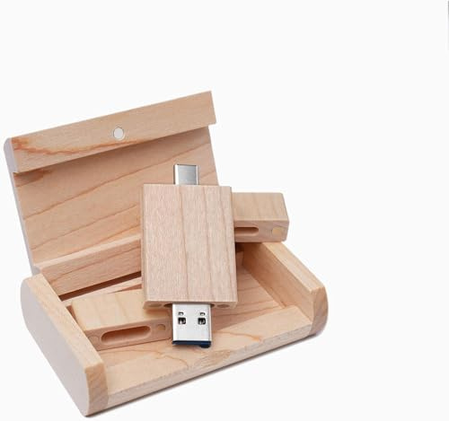 Yaxiny Chiavetta USB C 16GB in Legno di Acero - OTG Pen Drive Tipo C per Smartphone Android - USB 2.0 e C