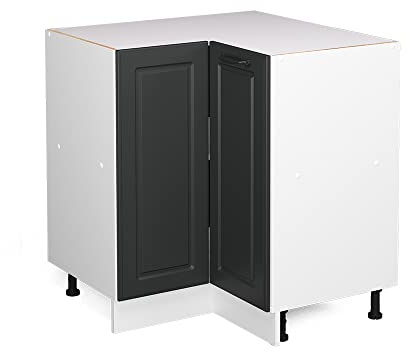 Vicco Eckunterschrank R-Line, Anthrazit Landhaus/Weiß, 75.6 cm, AP Eiche